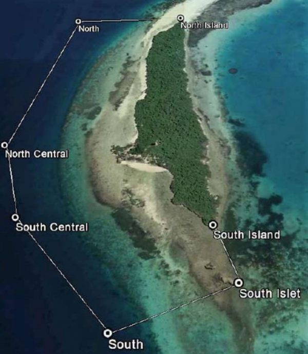 Chumbe-Island-map A “Google-eye” view of Chumbe, showing the boundaries of the 0.551 km2 (136-acres) MPA.